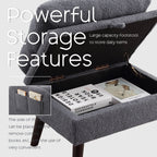 HOMYKA Fauteuil d'appoint avec dossier réglable et rangement intégré dans le repose-pieds