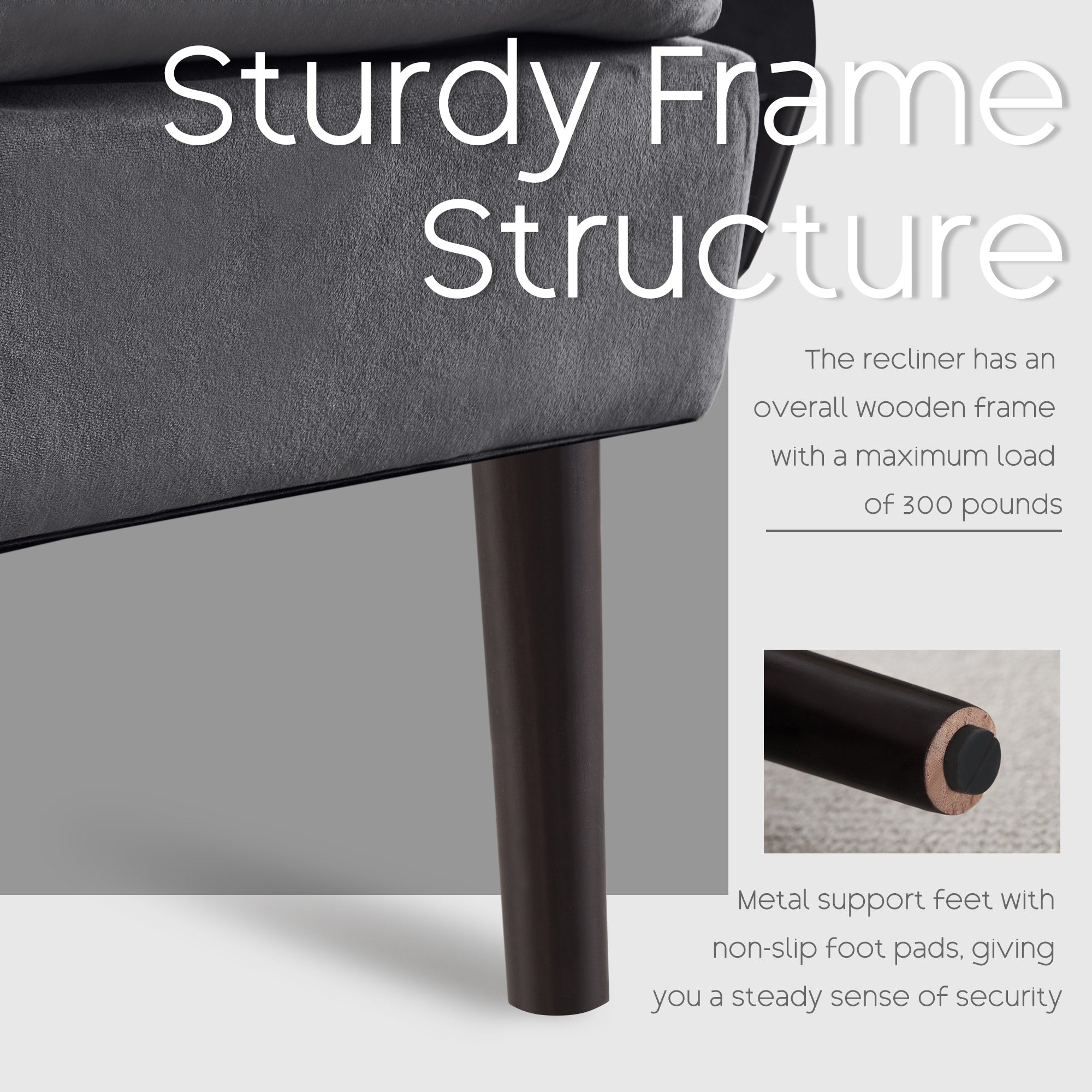 HOMYKA Fauteuil d'appoint avec dossier réglable et rangement intégré dans le repose-pieds