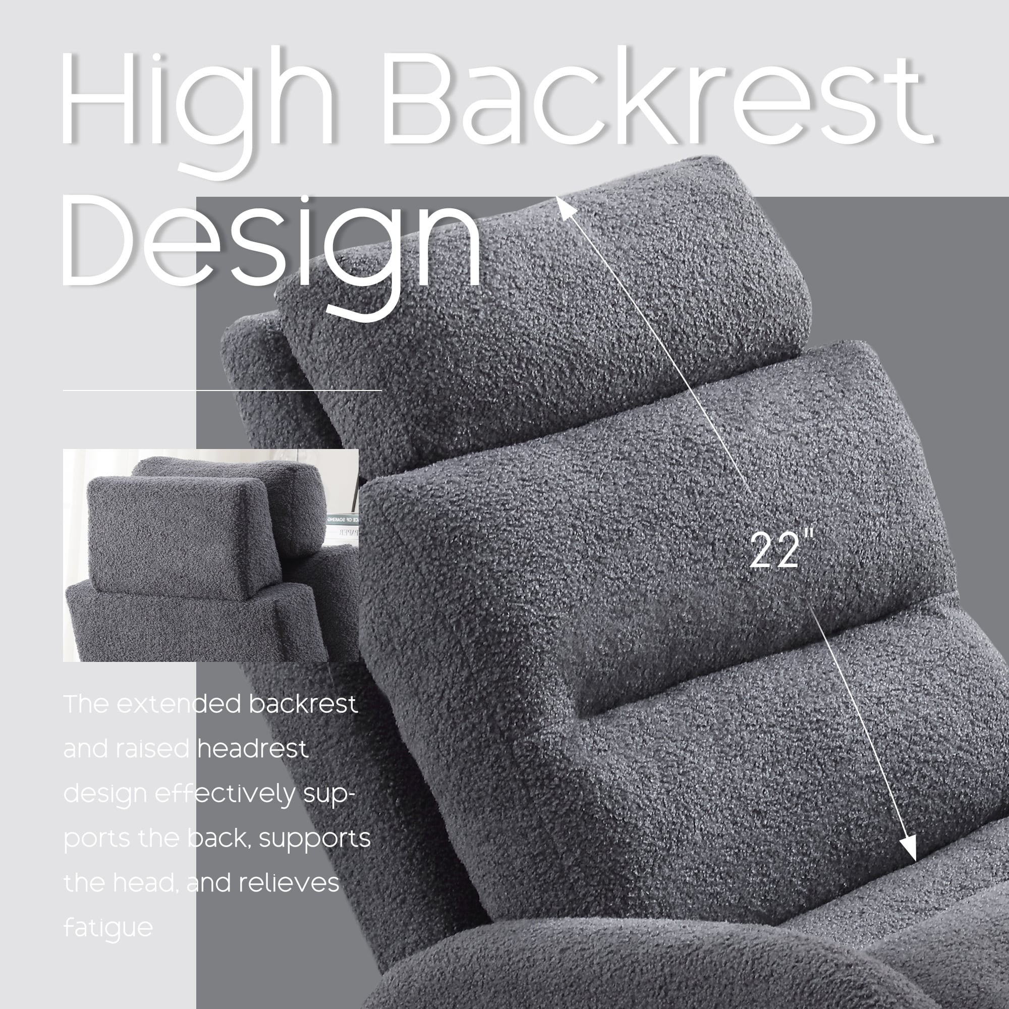 HOMYKA Fauteuil d'appoint avec dossier réglable et rangement intégré dans le repose-pieds