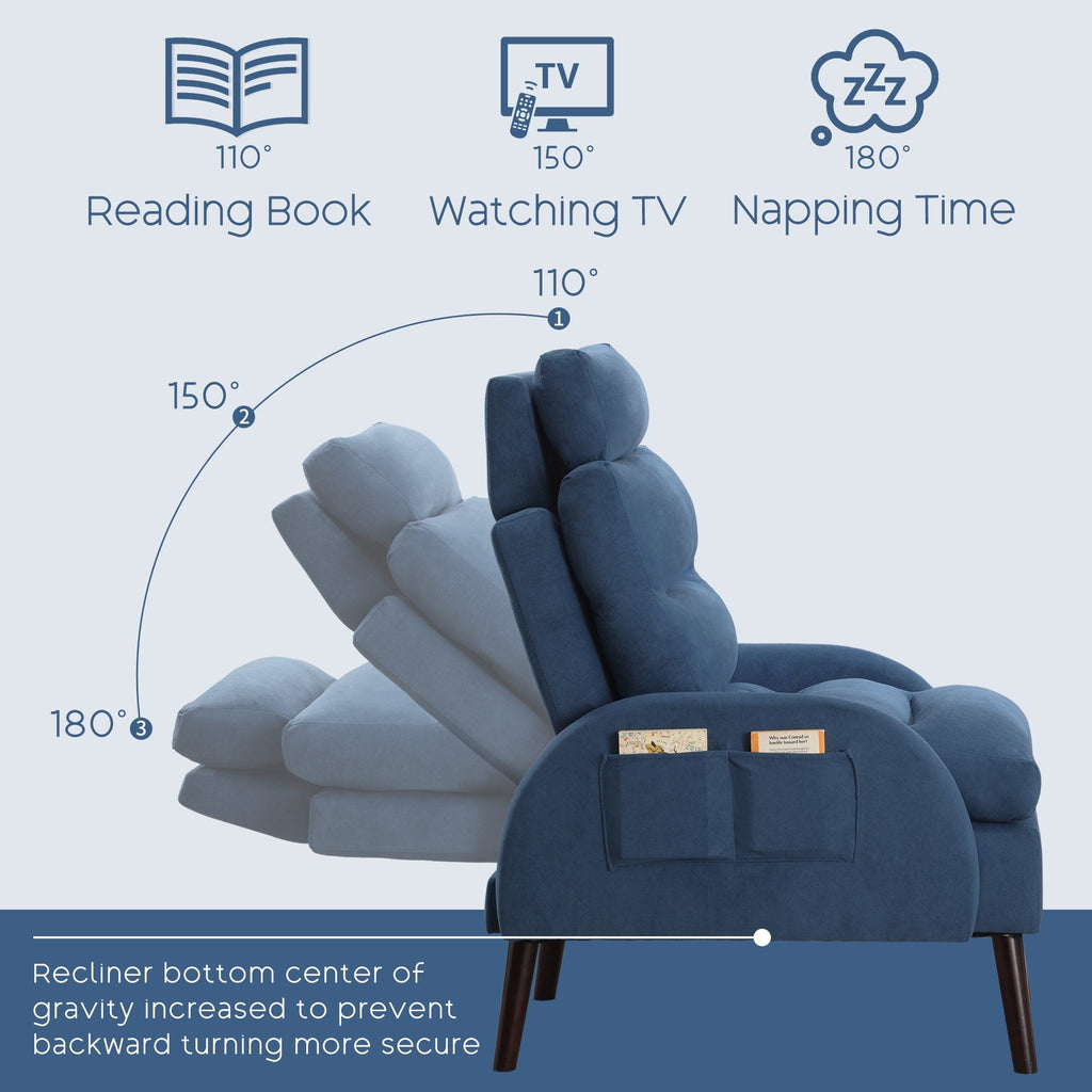 HOMYKA Fauteuil d'appoint avec dossier réglable et rangement intégré dans le repose-pieds