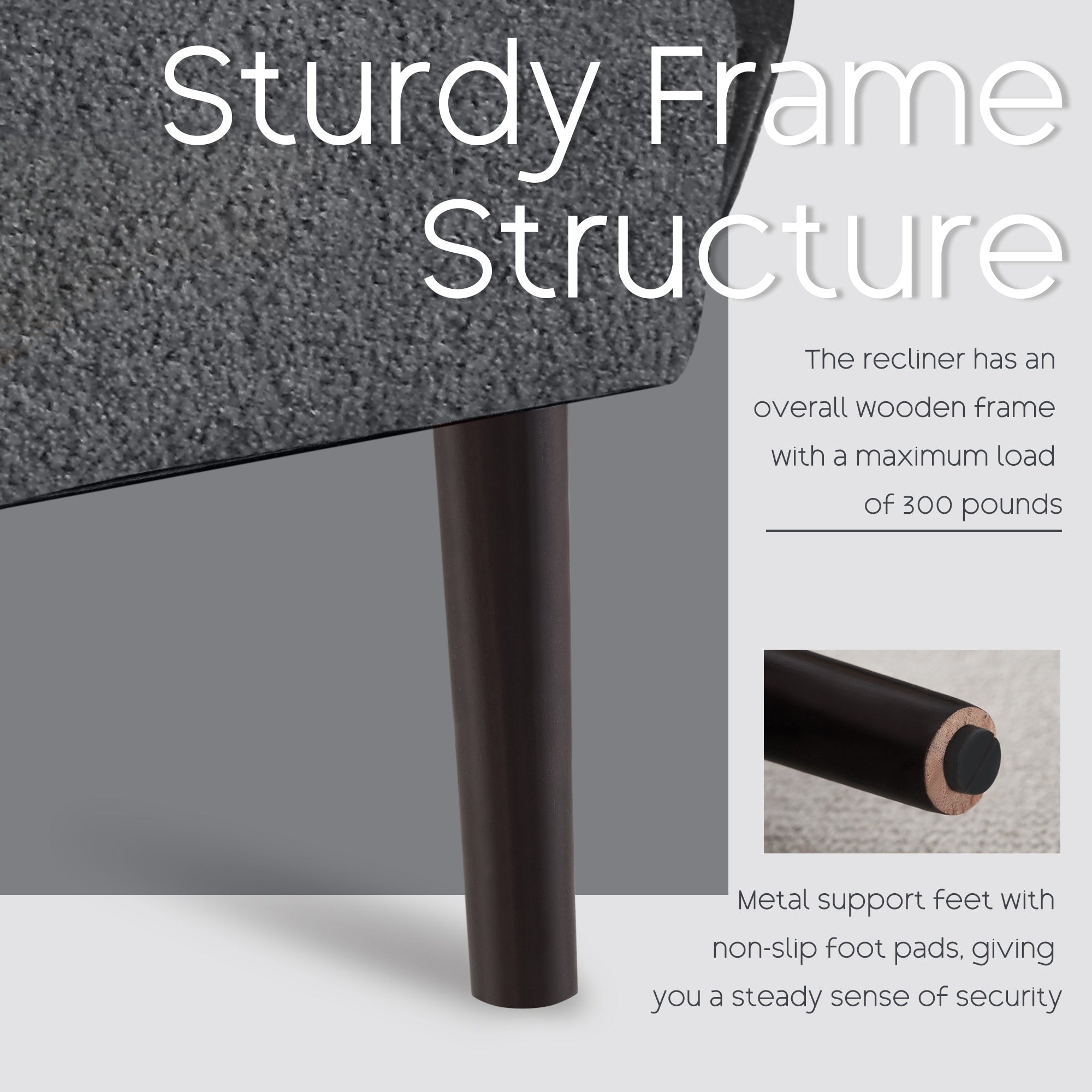 HOMYKA Fauteuil d'appoint avec dossier réglable et rangement intégré dans le repose-pieds