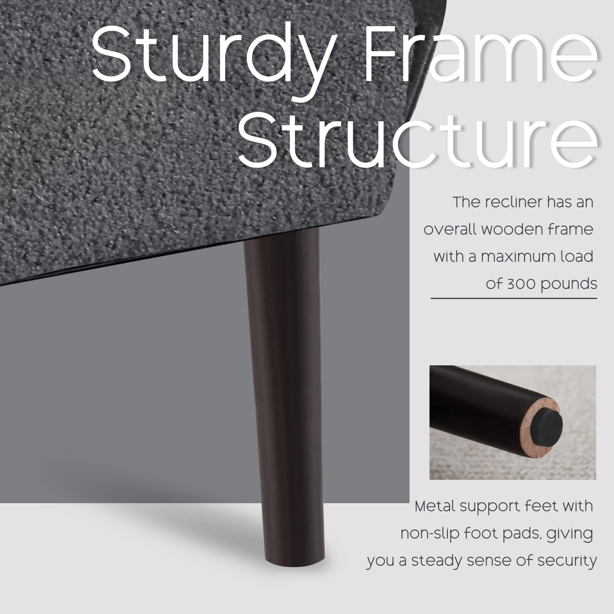 HOMYKA Fauteuil d'appoint avec dossier réglable et rangement intégré dans le repose-pieds