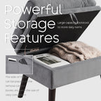 HOMYKA Fauteuil d'appoint avec dossier réglable et rangement intégré dans le repose-pieds