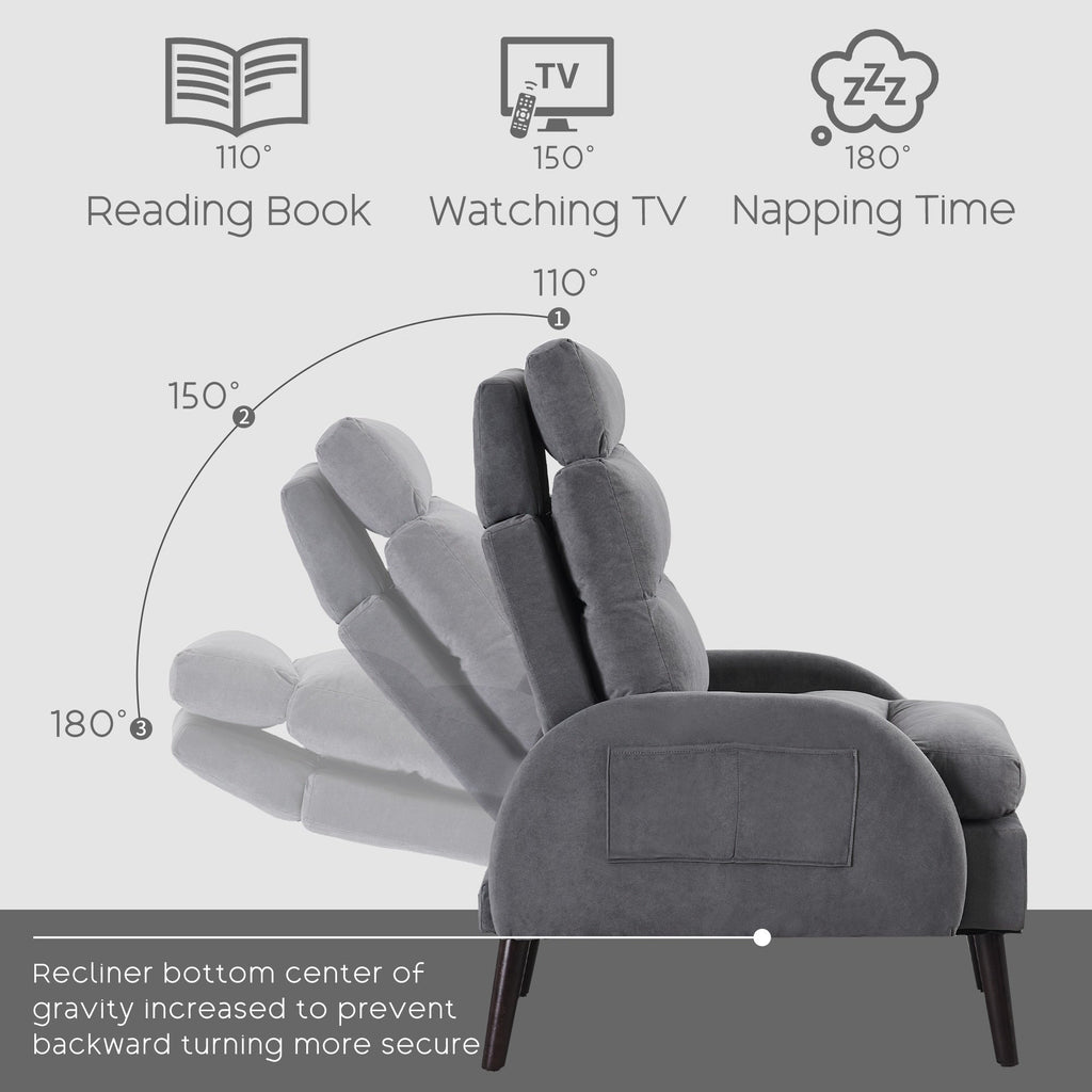 HOMYKA Fauteuil d'appoint avec dossier réglable et rangement intégré dans le repose-pieds