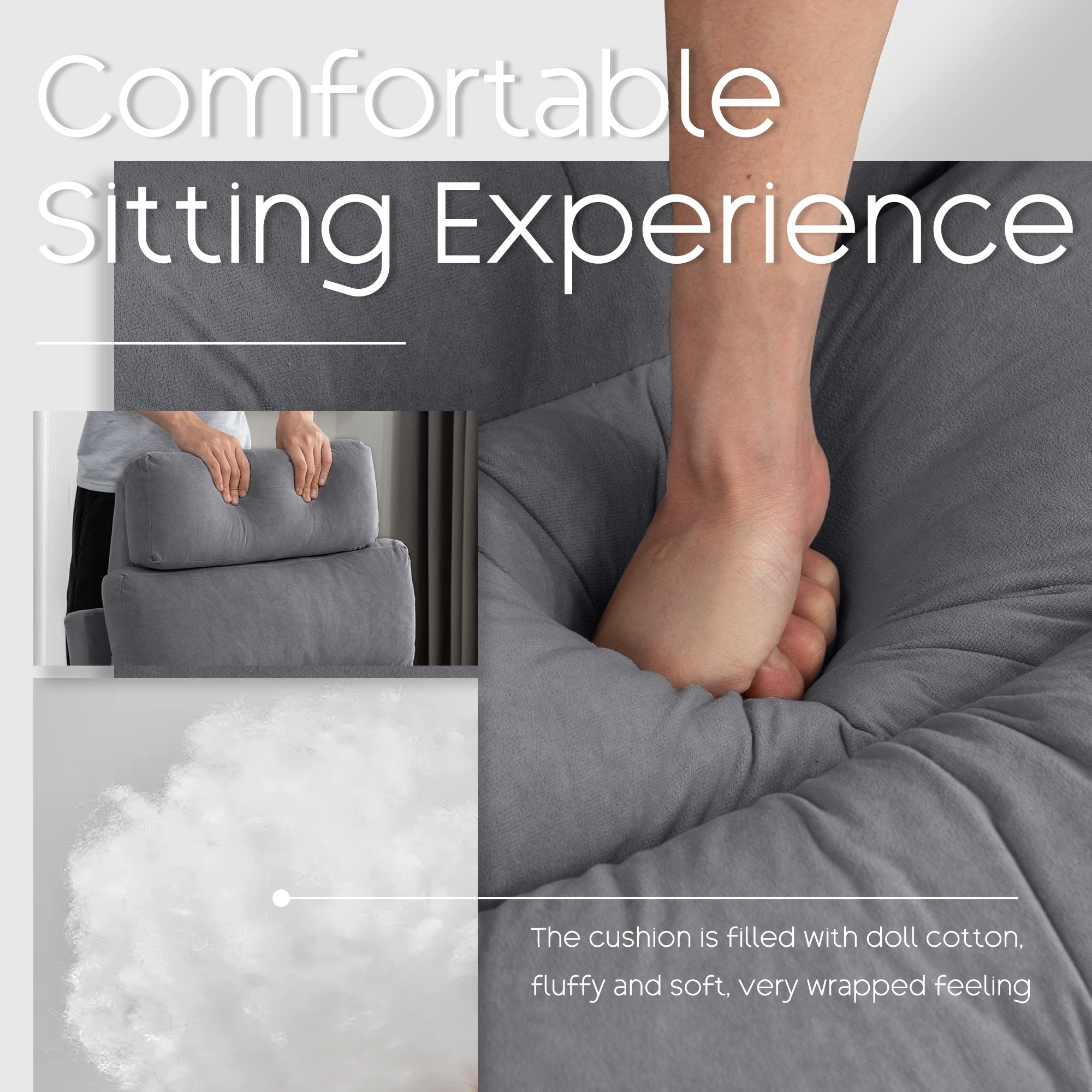 HOMYKA Fauteuil d'appoint avec dossier réglable et rangement intégré dans le repose-pieds