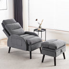 HOMYKA Fauteuil d'appoint avec dossier réglable et rangement intégré dans le repose-pieds