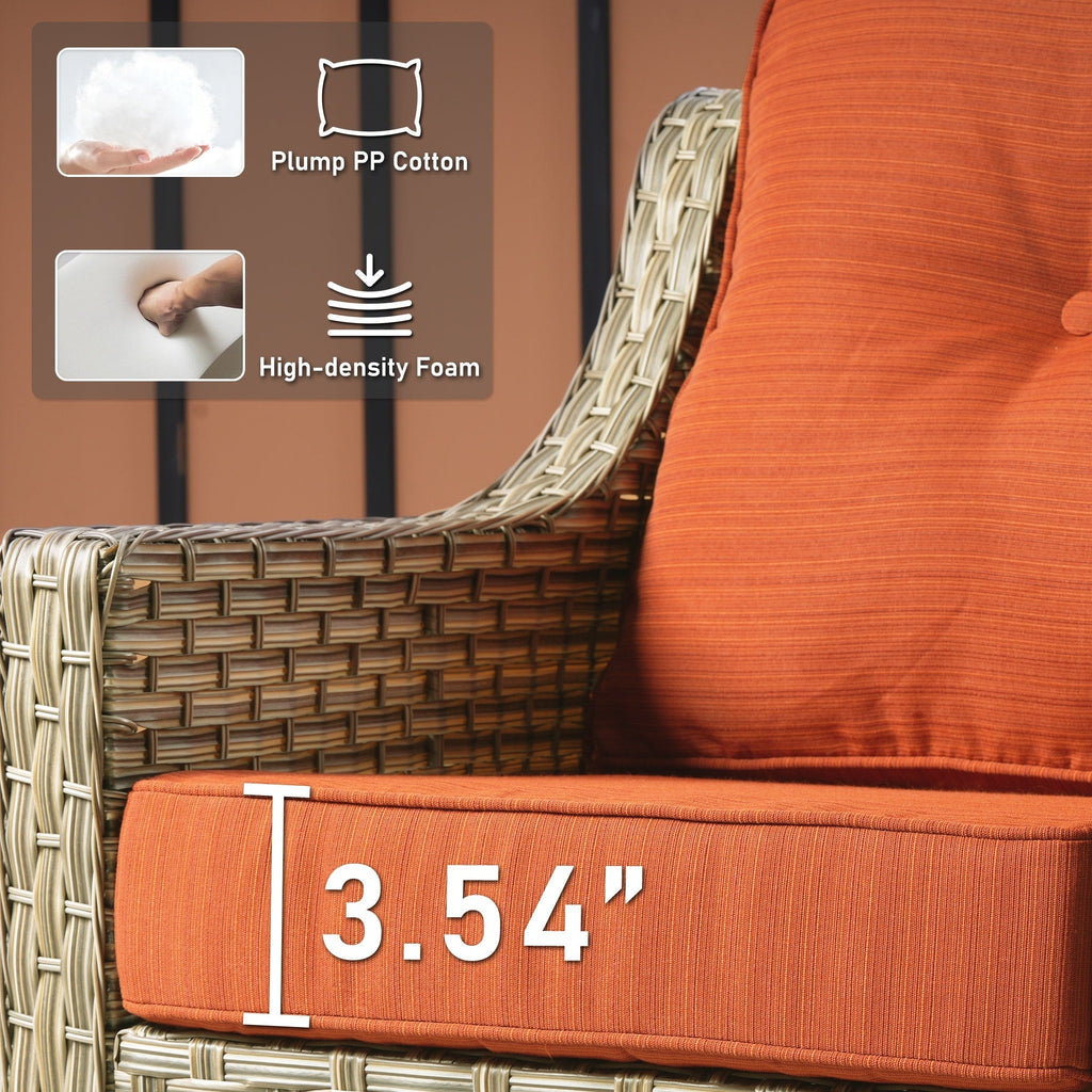 Ensemble de 2 chaises de patio extérieures en rotin tressé à dossier haut HOOOWOOO