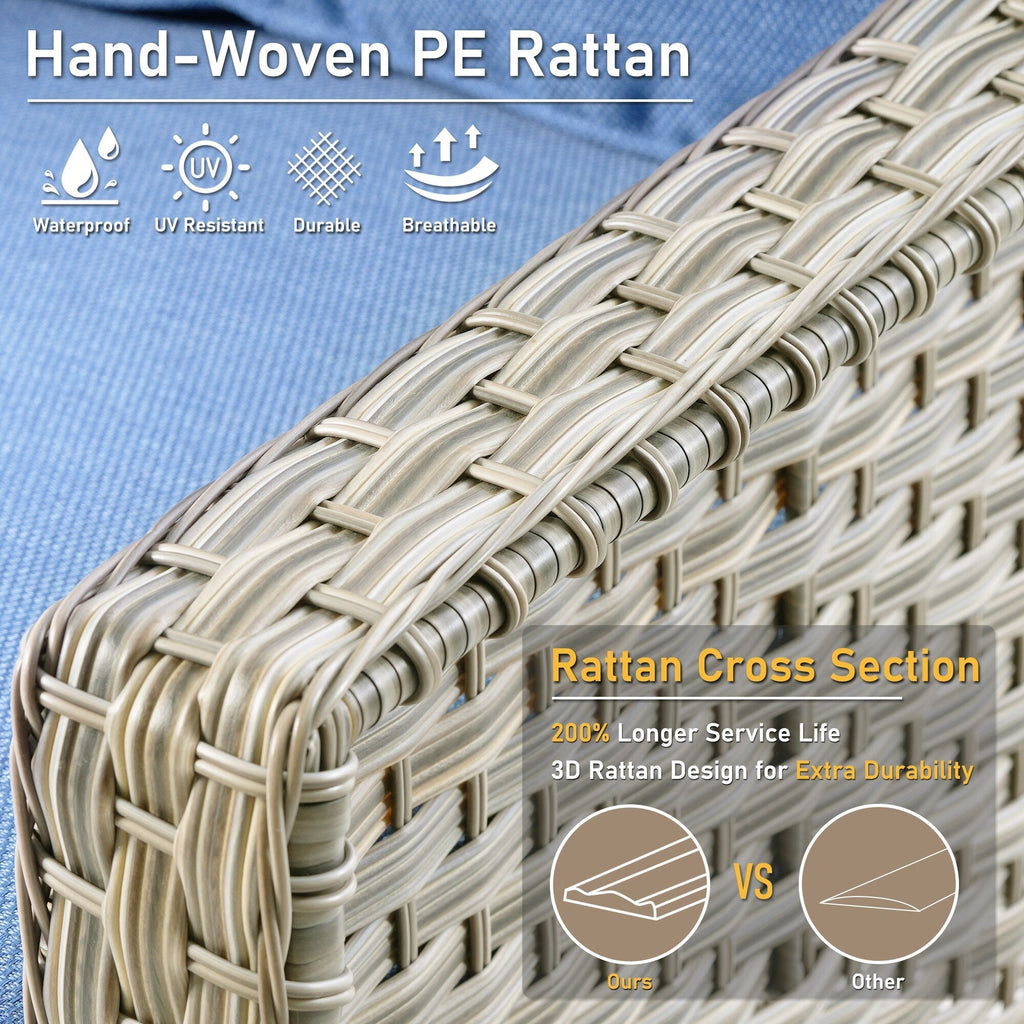 Ensemble de 2 chaises de patio extérieures en rotin tressé à dossier haut HOOOWOOO