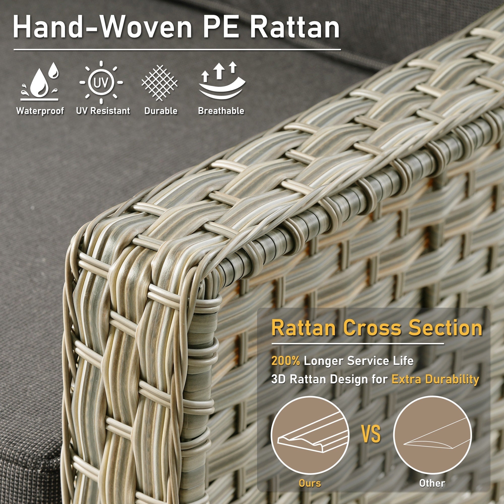 Ensemble de 2 chaises de patio extérieures en rotin tressé à dossier haut HOOOWOOO