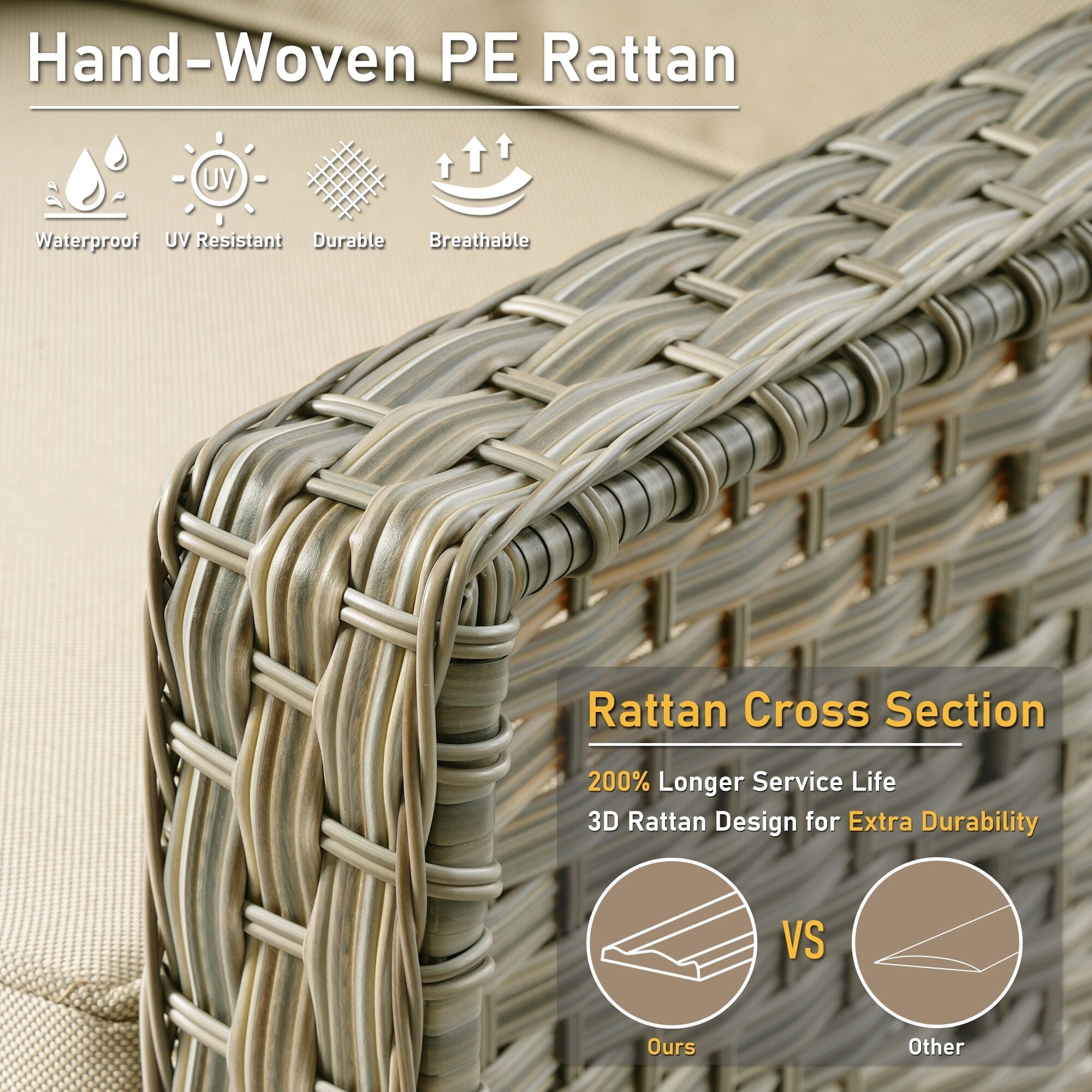 Ensemble de 2 chaises de patio extérieures en rotin tressé à dossier haut HOOOWOOO