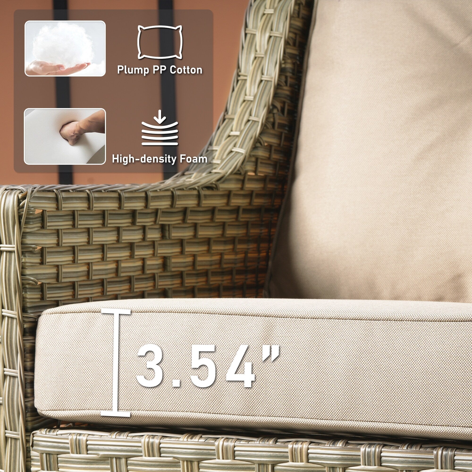 Ensemble de 2 chaises de patio extérieures en rotin tressé à dossier haut HOOOWOOO