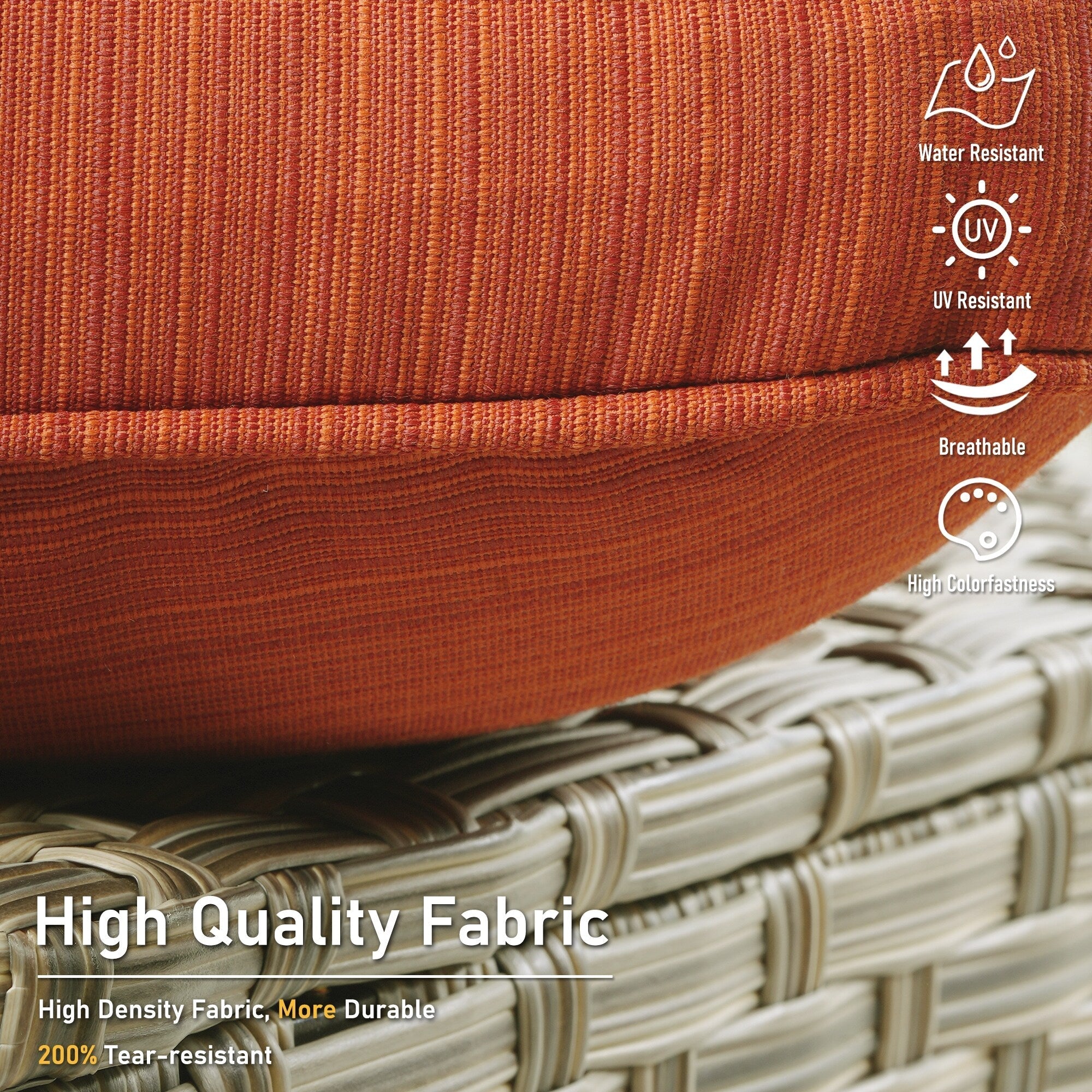 Ensemble de 2 chaises de patio extérieures en rotin tressé à dossier haut HOOOWOOO