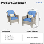 Ensemble de 2 chaises de patio extérieures en rotin tressé à dossier haut HOOOWOOO