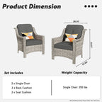 Ensemble de 2 chaises de patio extérieures en rotin tressé à dossier haut HOOOWOOO