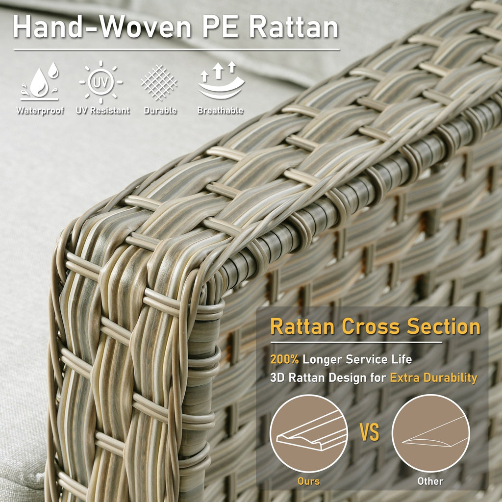 Ensemble de 2 chaises de patio extérieures en rotin tressé à dossier haut HOOOWOOO