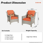 Ensemble de 2 chaises de patio extérieures en rotin tressé à dossier haut HOOOWOOO