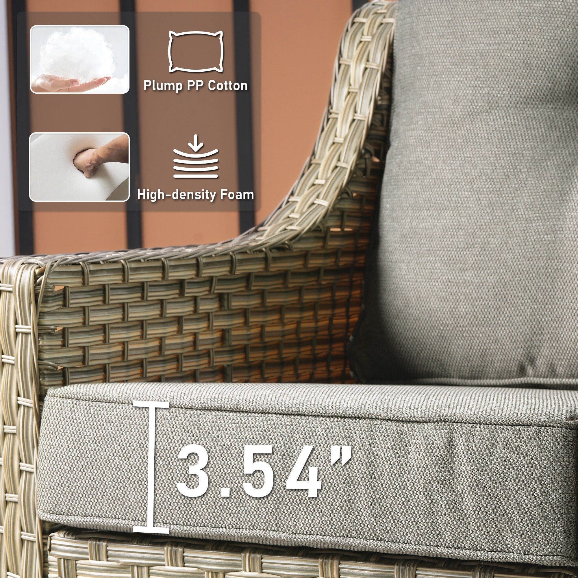 Ensemble de 2 chaises de patio extérieures en rotin tressé à dossier haut HOOOWOOO