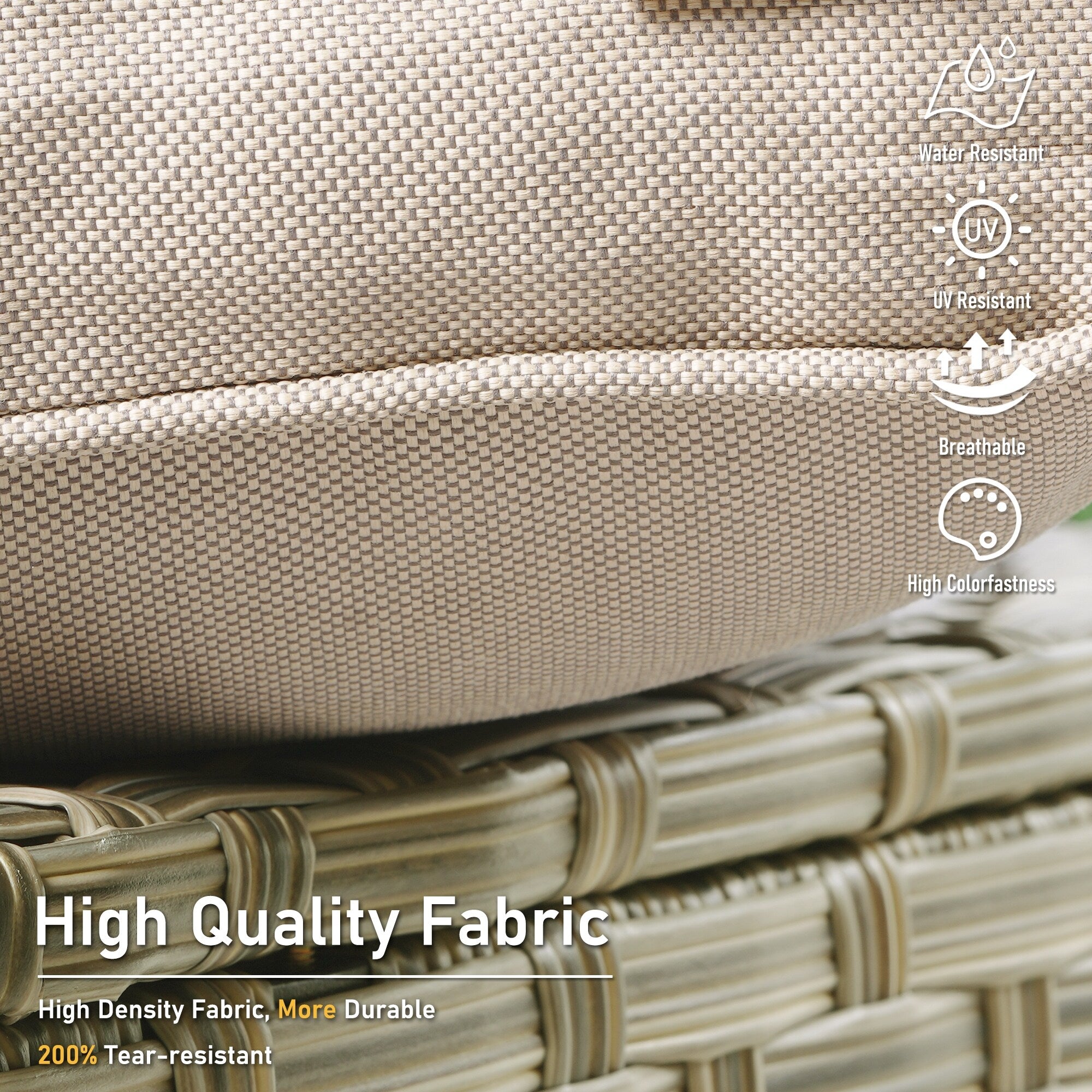 Ensemble de 2 chaises de patio extérieures en rotin tressé à dossier haut HOOOWOOO