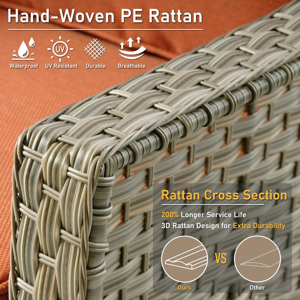 Ensemble de 2 chaises de patio extérieures en rotin tressé à dossier haut HOOOWOOO