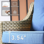 Ensemble de 2 chaises de patio extérieures en rotin tressé à dossier haut HOOOWOOO