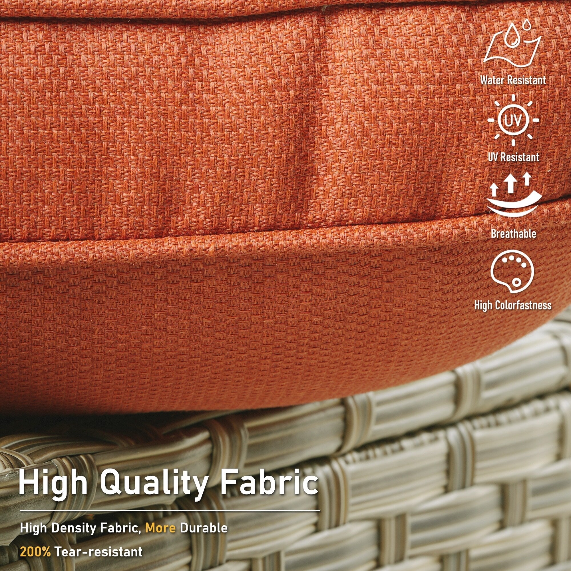 Ensemble de 2 chaises de patio extérieures en rotin tressé à dossier haut HOOOWOOO