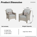 Ensemble de 2 chaises de patio extérieures en rotin tressé à dossier haut HOOOWOOO