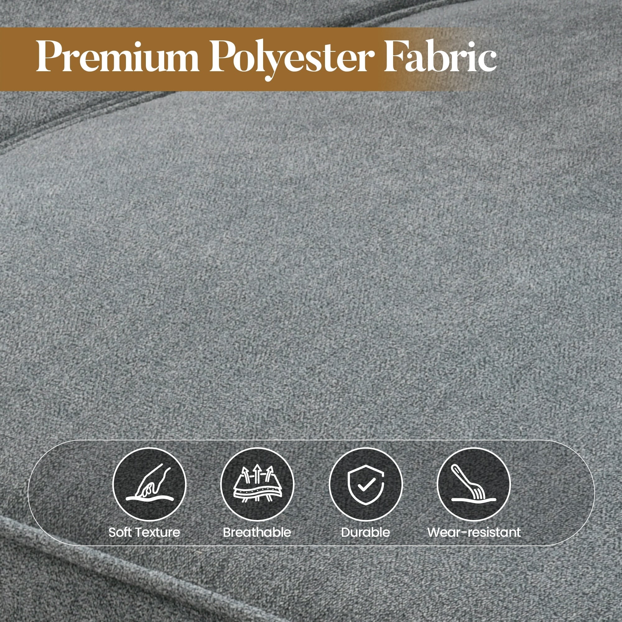 Canapé 3 places HOOOWOOO Mid-Century, recouvert de tissu, avec pieds en bois pour salon