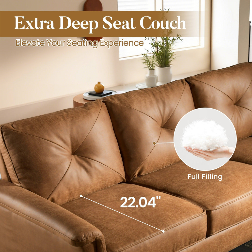 Canapé 3 places HOOOWOOO Mid-Century, recouvert de tissu, avec pieds en bois pour salon