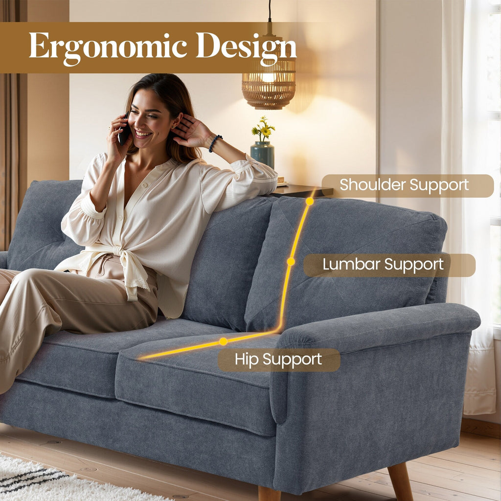 Canapé 3 places HOOOWOOO Mid-Century, recouvert de tissu, avec pieds en bois pour salon