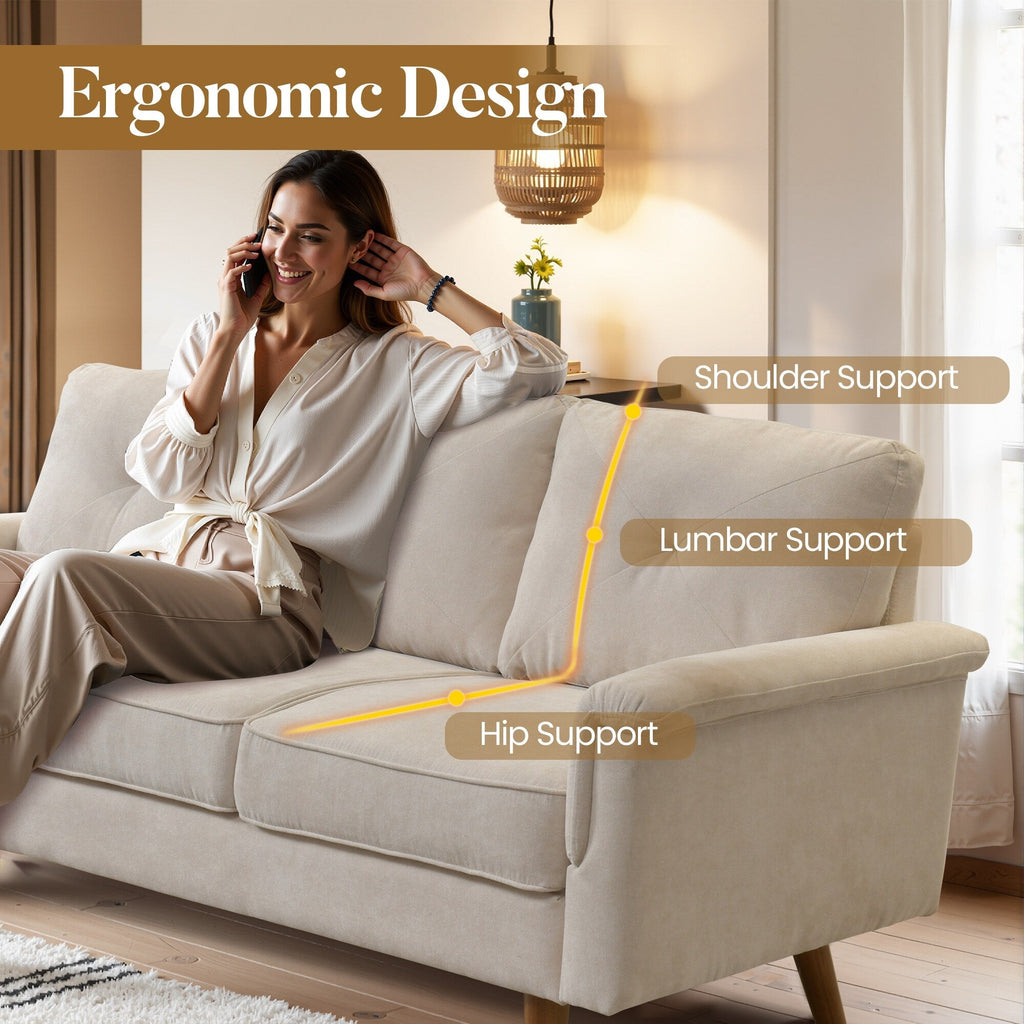 Canapé 3 places HOOOWOOO Mid-Century, recouvert de tissu, avec pieds en bois pour salon