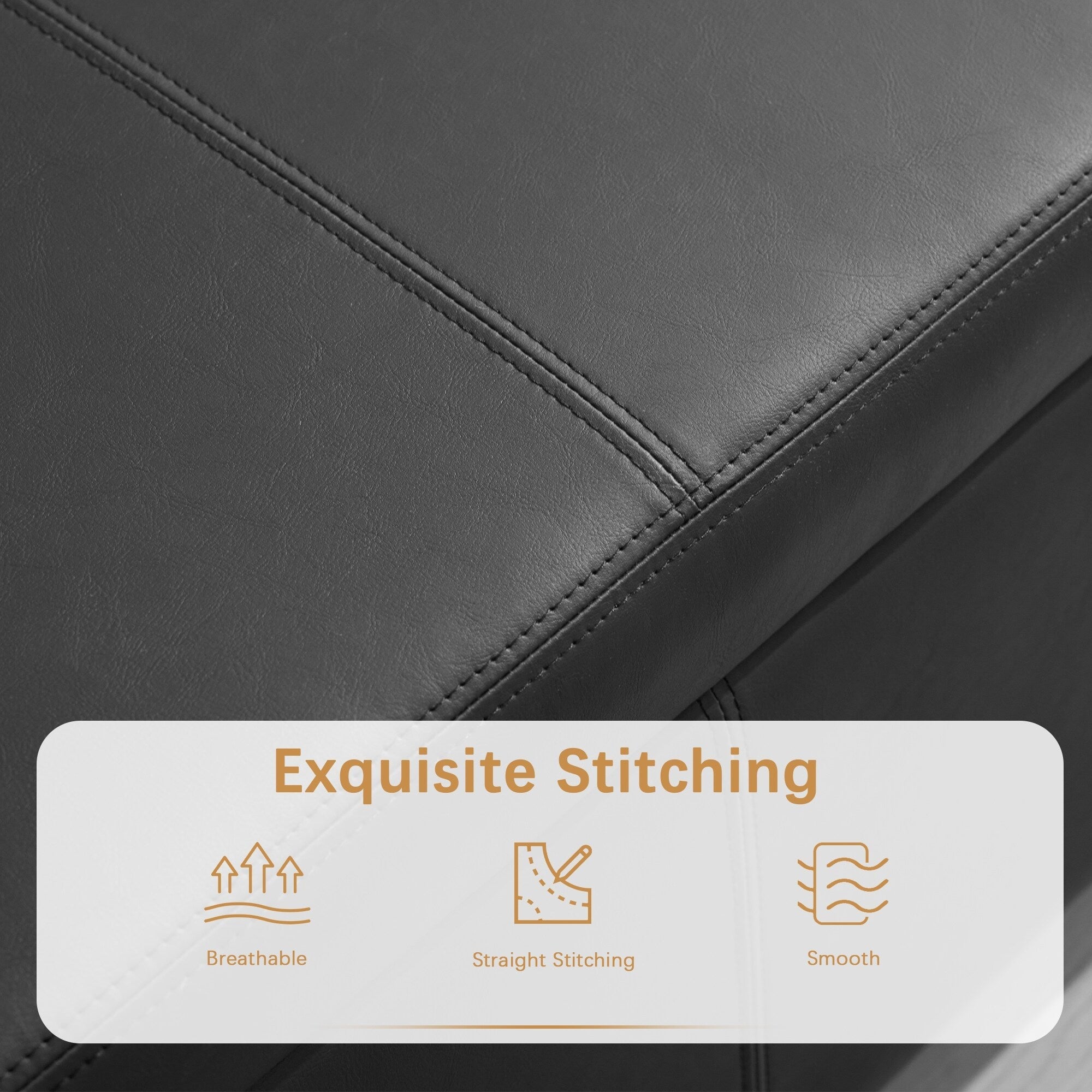 Ottoman rectangulaire de rangement recouvert de simili cuir - 50,3 x 17,50 x 18 pouces