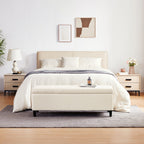 Ottoman rectangulaire de rangement recouvert de simili cuir - 50,3 x 17,50 x 18 pouces