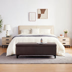 Ottoman rectangulaire de rangement recouvert de simili cuir - 50,3 x 17,50 x 18 pouces