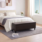 Ottoman rectangulaire de rangement recouvert de simili cuir - 50,3 x 17,50 x 18 pouces