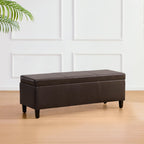 Ottoman rectangulaire de rangement recouvert de simili cuir - 50,3 x 17,50 x 18 pouces
