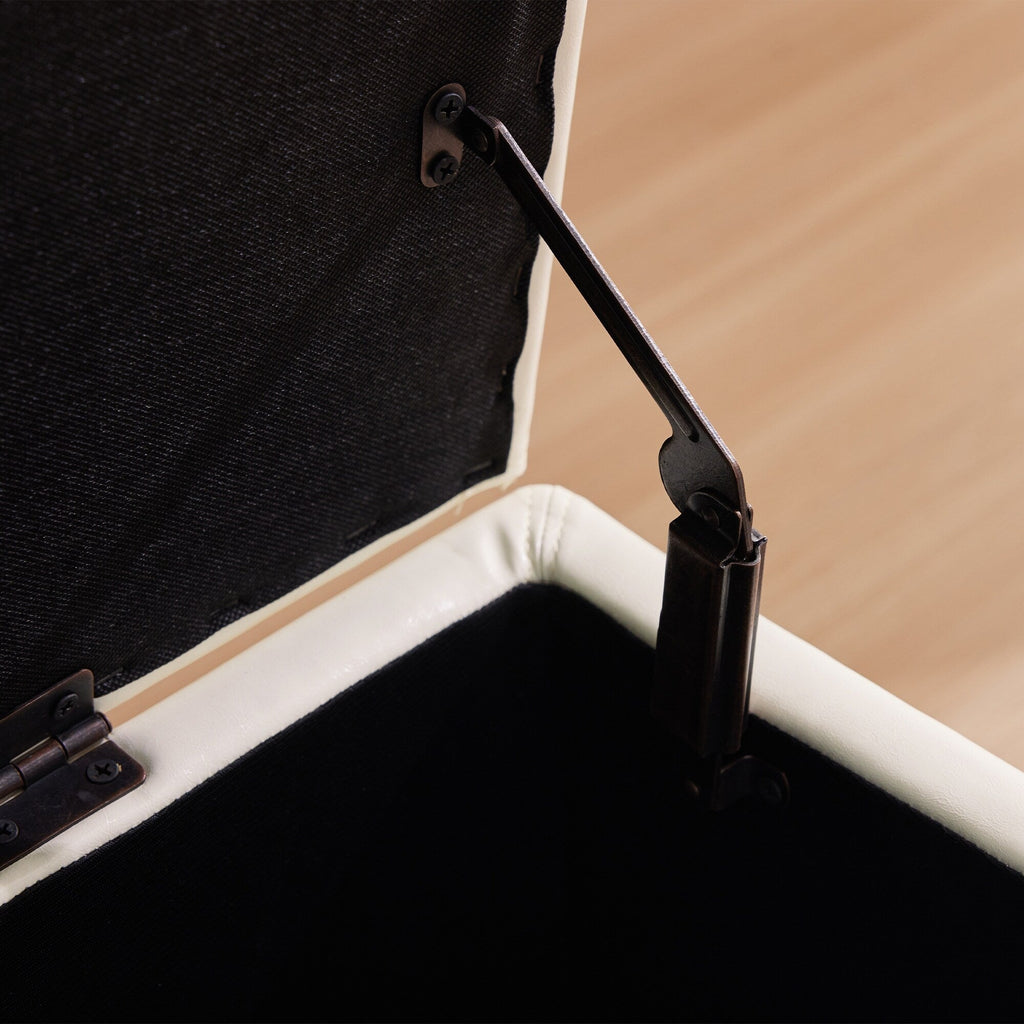 Ottoman rectangulaire de rangement recouvert de simili cuir - 50,3 x 17,50 x 18 pouces