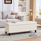 Ottoman rectangulaire de rangement recouvert de simili cuir - 50,3 x 17,50 x 18 pouces