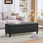 Ottoman rectangulaire de rangement recouvert de simili cuir - 50,3 x 17,50 x 18 pouces