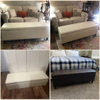 Ottoman rectangulaire de rangement recouvert de simili cuir - 50,3 x 17,50 x 18 pouces