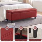 Ottoman rectangulaire de rangement recouvert de simili cuir - 50,3 x 17,50 x 18 pouces