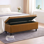 Ottoman rectangulaire de rangement recouvert de simili cuir - 50,3 x 17,50 x 18 pouces