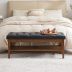 Banc à chaussures d'entrée, banc de rangement, tissu et bois massif, banc rembourré de 109 cm (43 pouces) pour salon et chambres à coucher