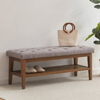 Banc à chaussures d'entrée, banc de rangement, tissu et bois massif, banc rembourré de 109 cm (43 pouces) pour salon et chambres à coucher