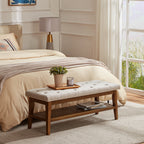 Banc à chaussures d'entrée, banc de rangement, tissu et bois massif, banc rembourré de 109 cm (43 pouces) pour salon et chambres à coucher