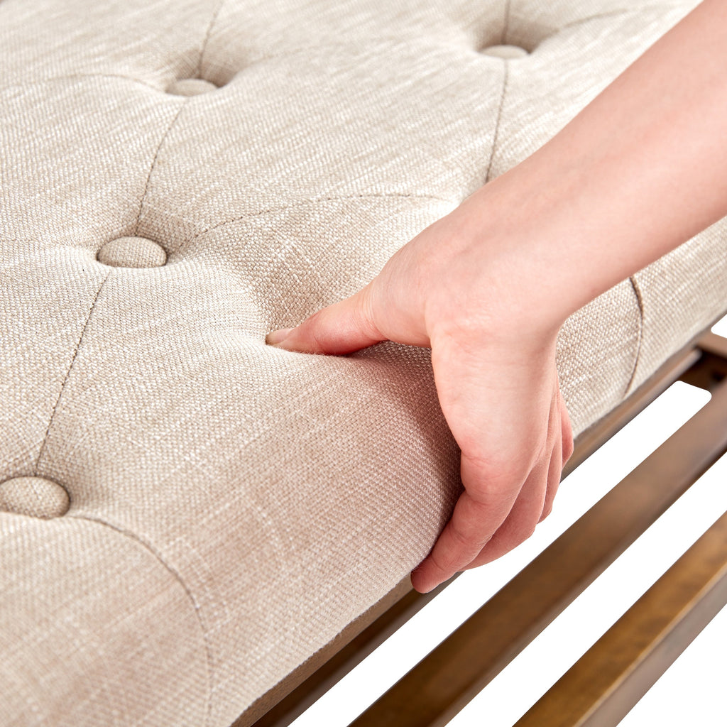 Banc à chaussures d'entrée, banc de rangement, tissu et bois massif, banc rembourré de 109 cm (43 pouces) pour salon et chambres à coucher