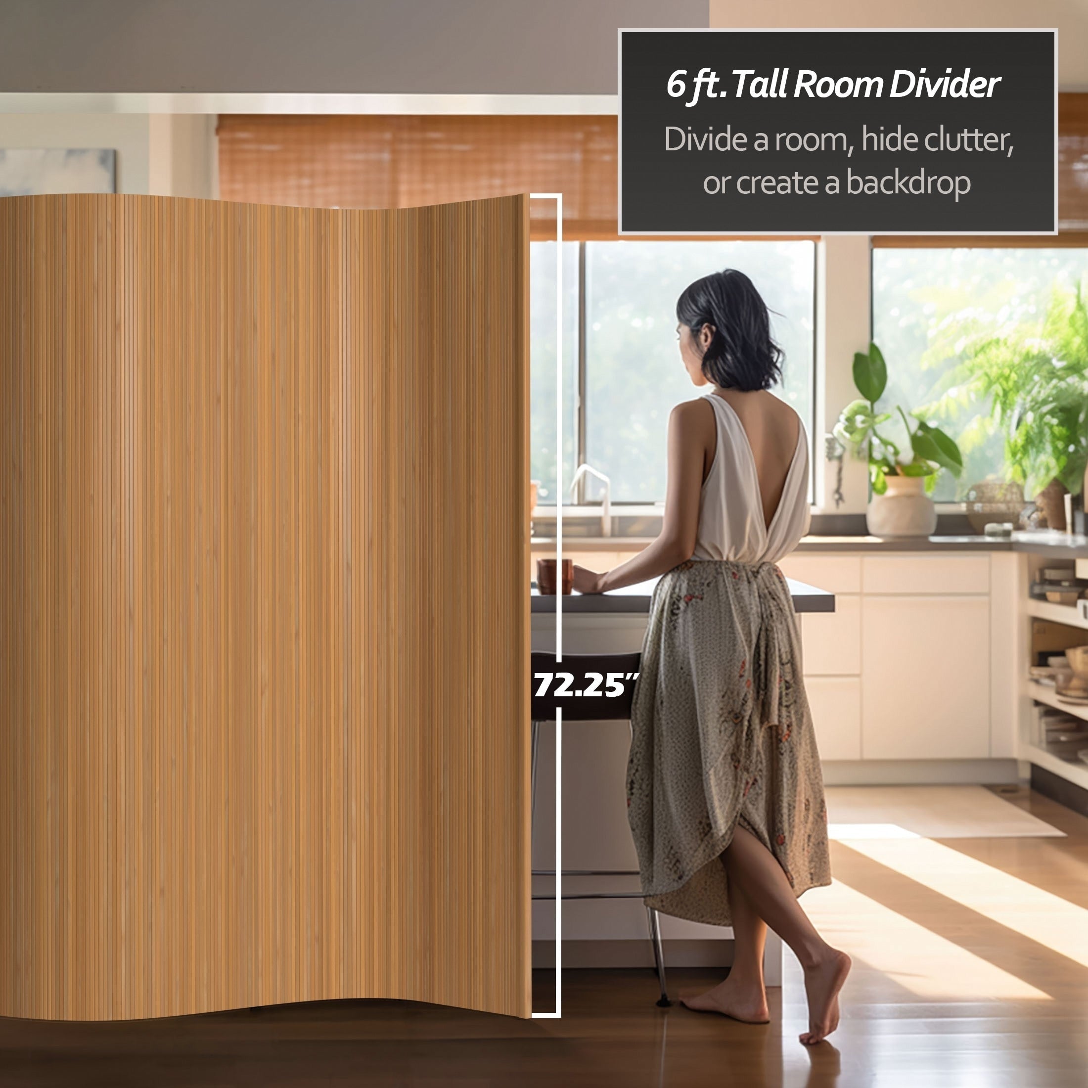 Écran en bambou ondulé fait à la main, 1,80 m (Chine)