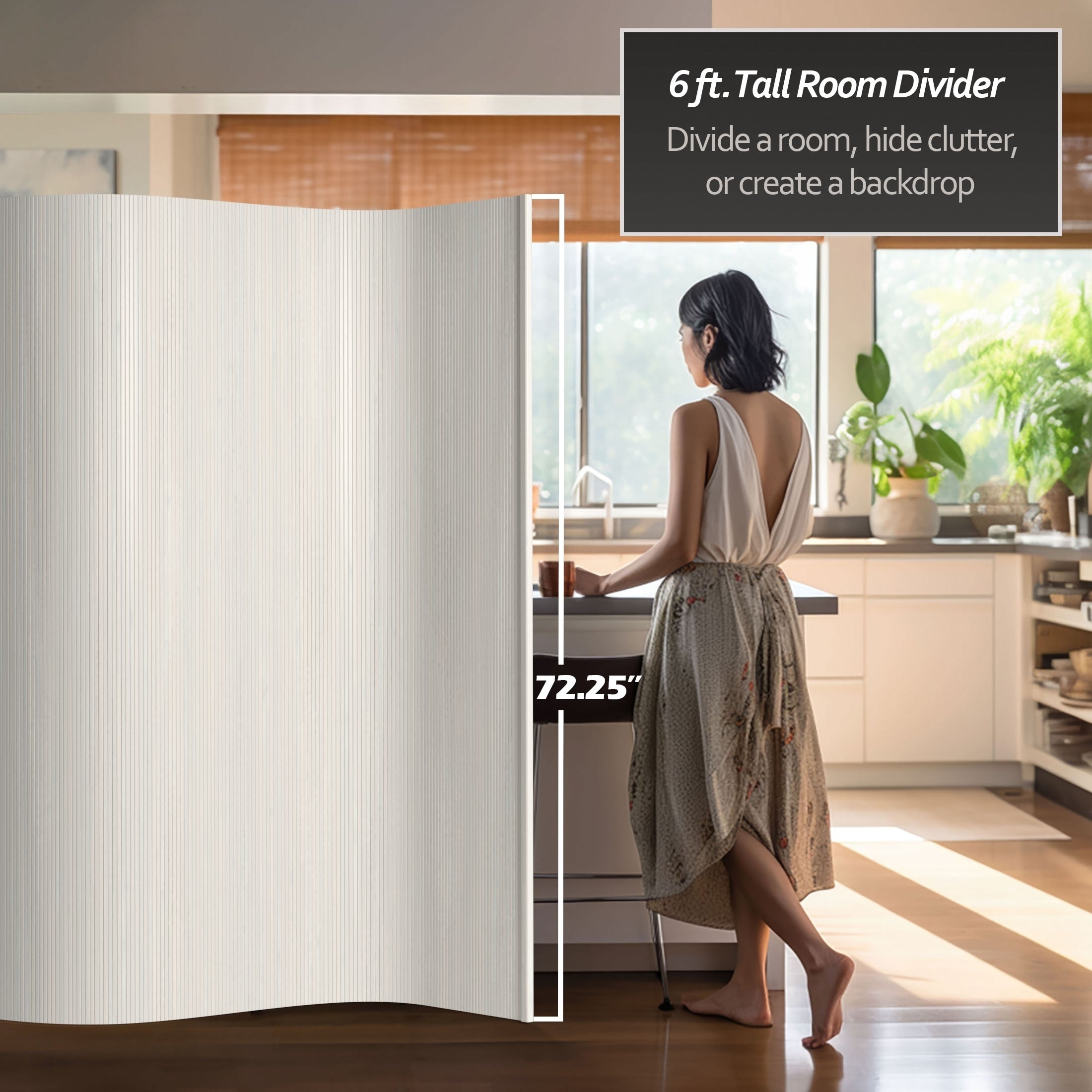 Écran en bambou ondulé fait à la main, 1,80 m (Chine)