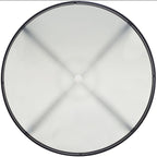 Ensemble de salle à manger 5 pièces Hanover Lavallette bleu océan avec 4 chaises fixes, table ronde en verre de 132 cm, parasol et pied de table.