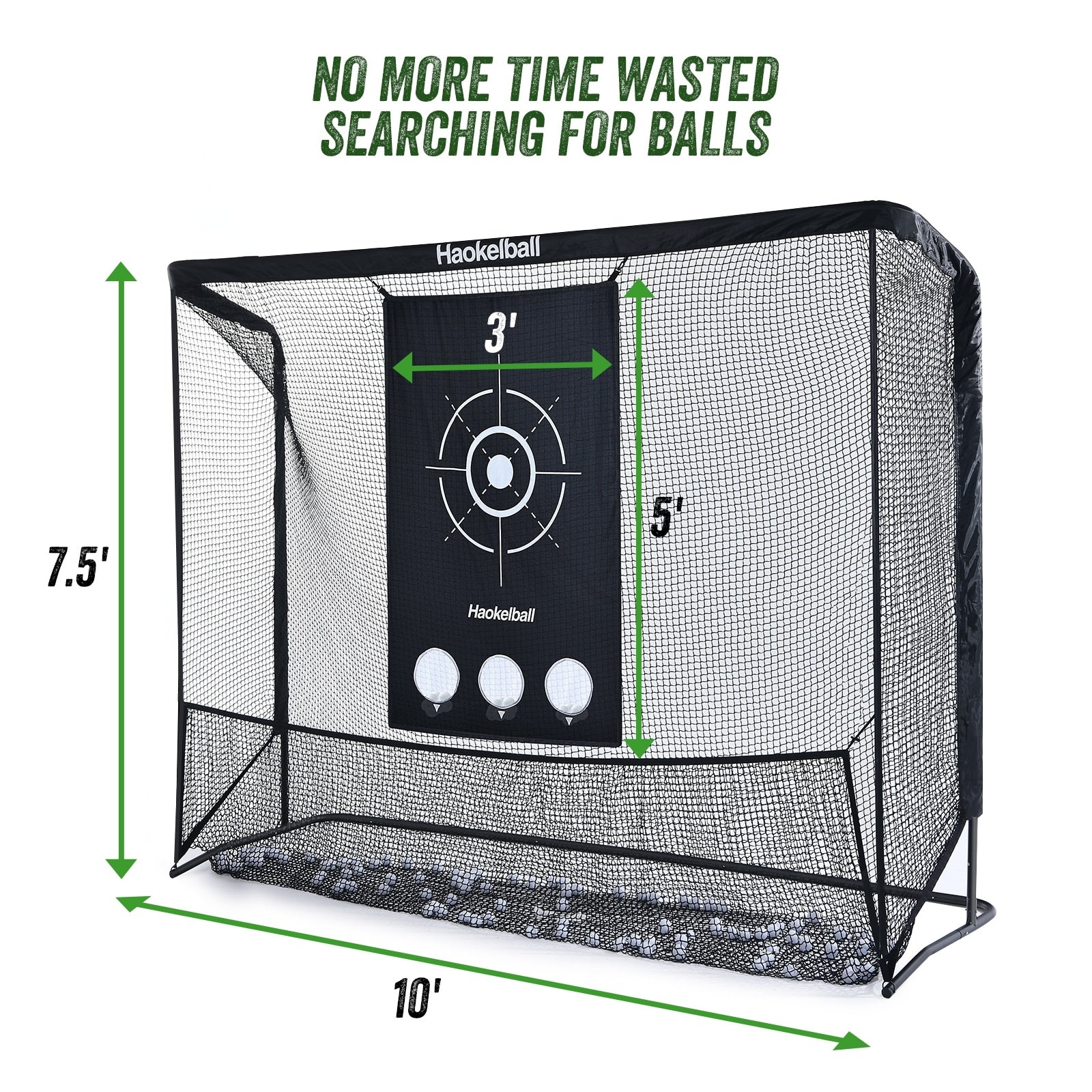 Réseau de golf Haokelball 3x2,3m, filet d'entraînement de golf avec cible en tissu, filet de frappe de golf robuste
