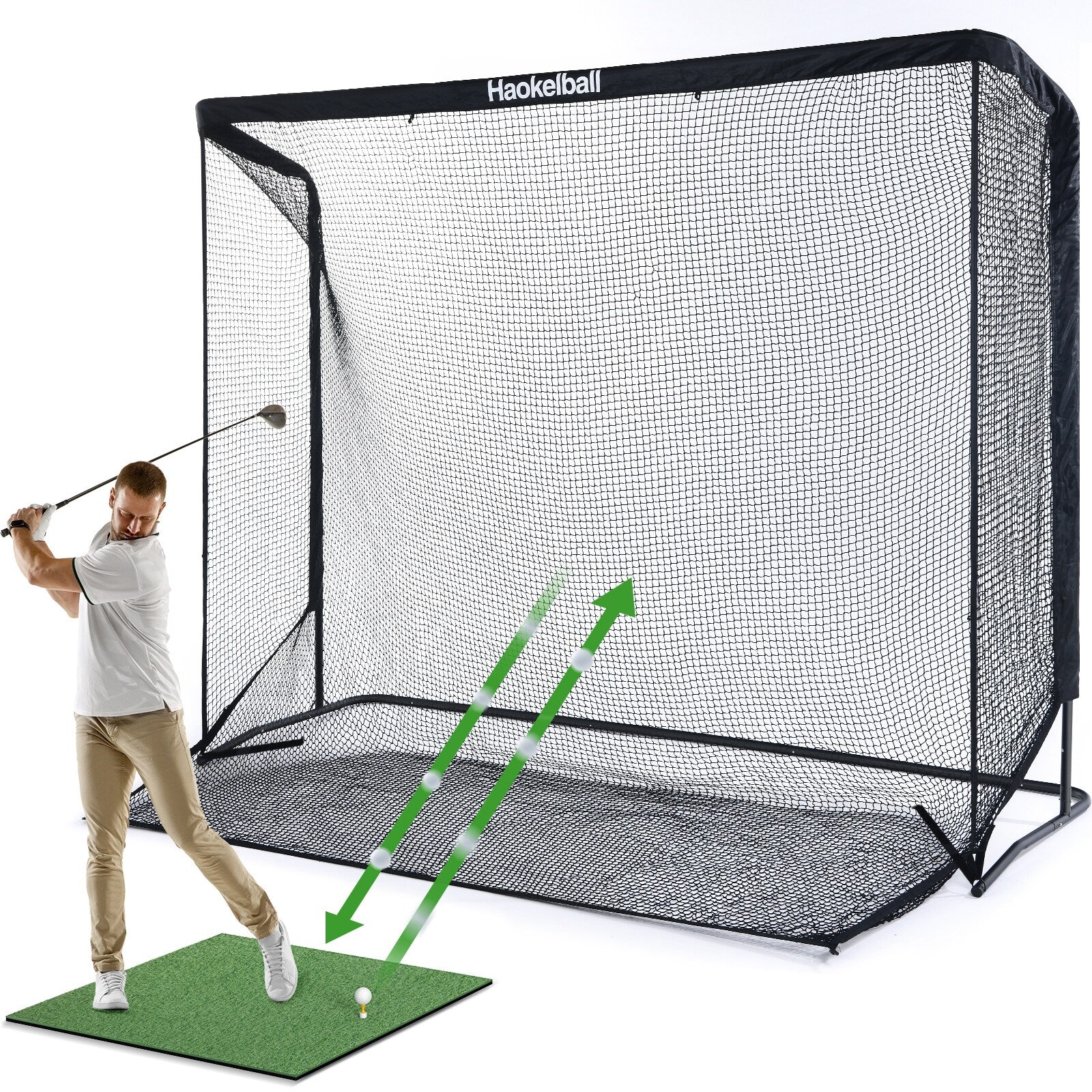 Réseau de golf Haokelball 3x2,3m, filet d'entraînement de golf avec cible en tissu, filet de frappe de golf robuste